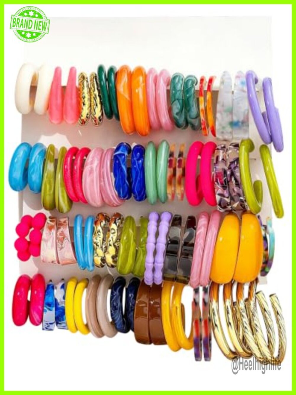 40 Pairs Acrylic Resin Hoop Earrings Chunky Statement Set